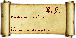 Menkina Jolán névjegykártya